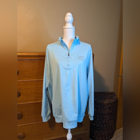 ADIDAS Golf Men’s Quarter Zip Powder Blue Pullover Size Large - Picture 1 of 10